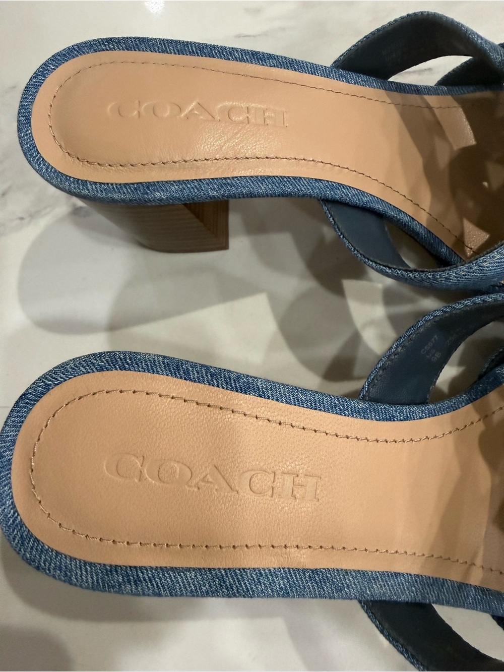 Coach Denim Knot Slide Sandals in Blue - Picture 5 of 6